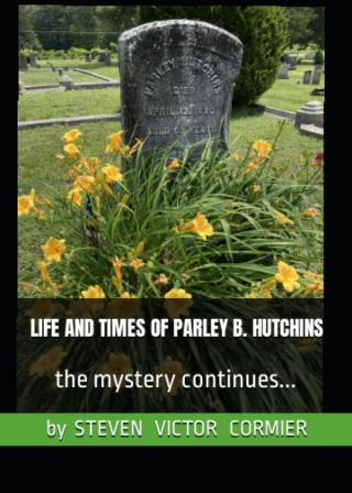 book cover with gravestone of parley b. hutchins surrounded by day lilies