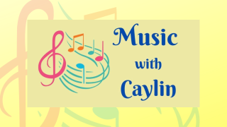 Music with Caylin sign with musical notes in pastel colors